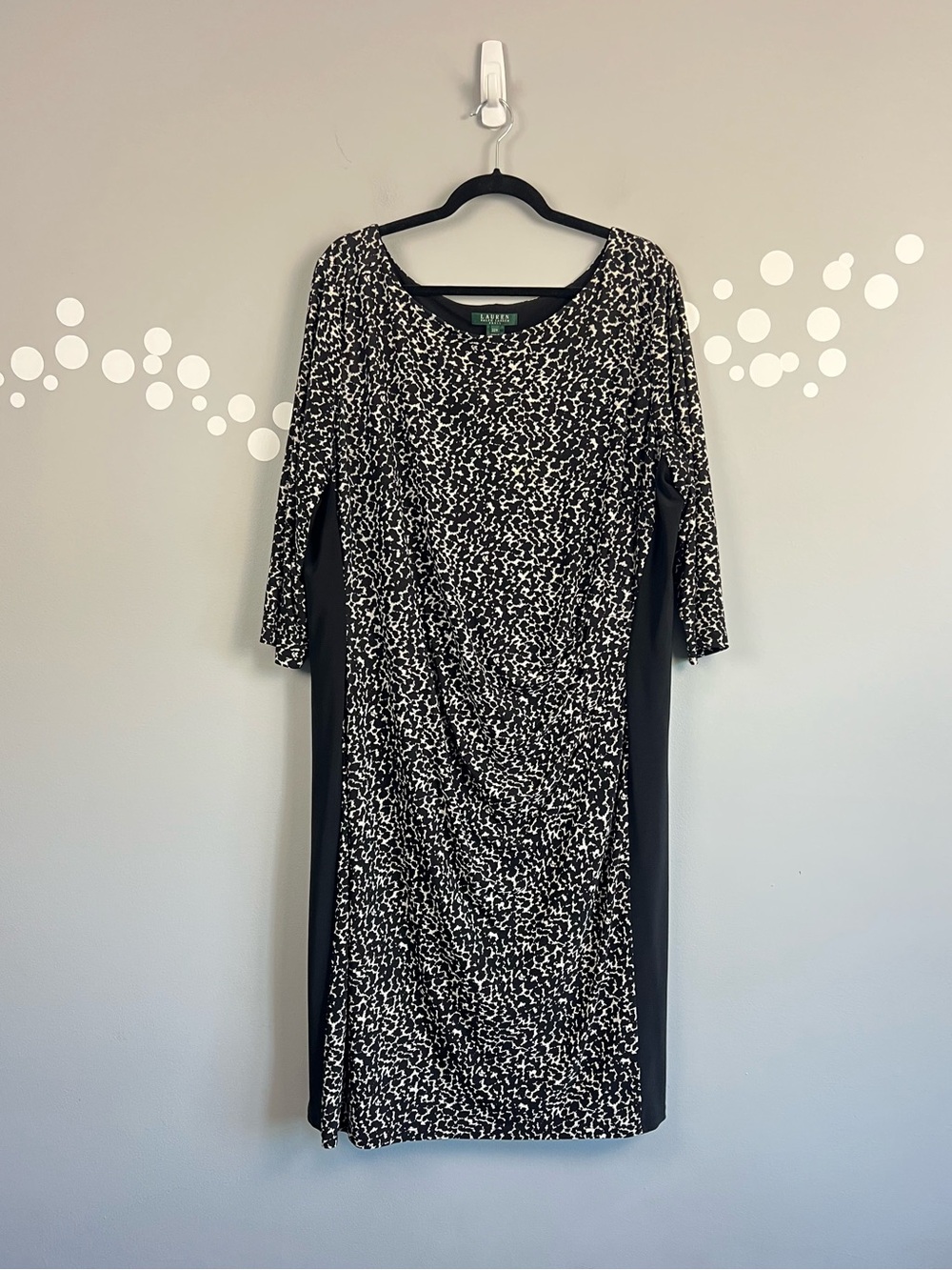 Lauren Ralph Lauren Animal Print Ruched Jersey Sheath Dress 22W